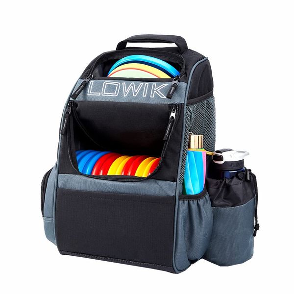 Lowik Disc Golf Bag, Multiple Storage Pockets Shuttle Disc Golf Bags Backpack, Lightweight Durable Easy to Carry Disc Golf Backpack with 20+ Disc Capacity for Beginner, Hobbyist, Adults