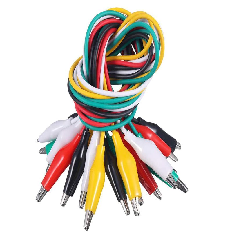 Huybaa 10er-Set Krokodilklemmen Mit Kabel – 50 Cm, 5 Farben, 24 AWG, Für Multimeter & Elektro-Bastelei