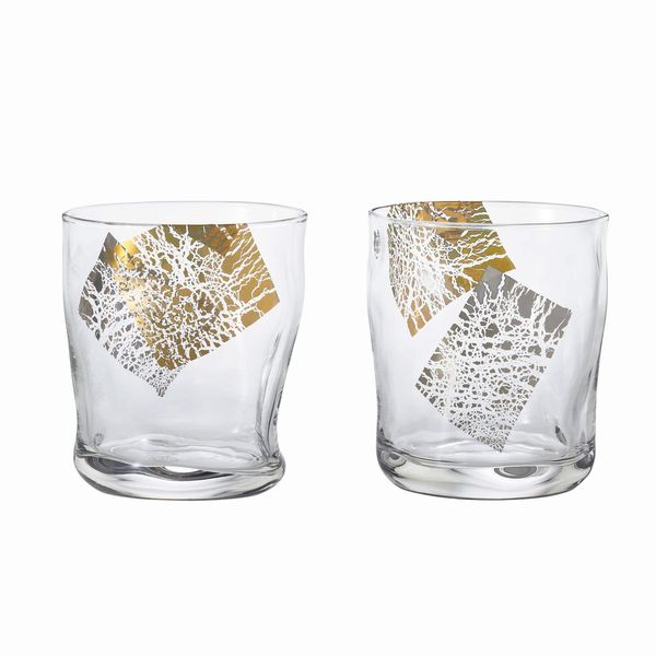 ADERIA S6314 S6314 Tibineri Fluid Rock Glass Pair Set, 10.1 fl oz (300 ml), Made in Japan, Gift Box, Father's Day, Mother's Day, Respect for the Elderly, Whiskey, Glasses, Stylish, Birthday, 60th