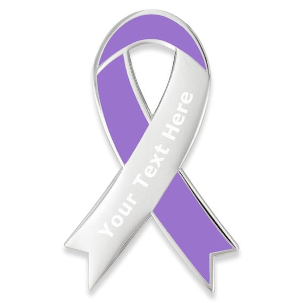 PinMart Lavender Awareness Ribbon Engravable Lapel Pin Personalized
