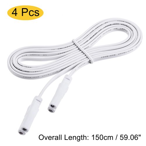 uxcell Lamp Connection Wire for T4 T5 T8 LED Tube 2 Pin Double End Light Link Cord Extension Cable Total Length 150cm 4pcs