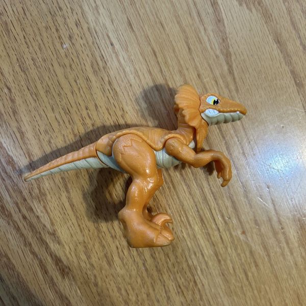 Jurassic World Orange Frilled Raptor Dinosaur Toy Figure Fisher Price Imaginext