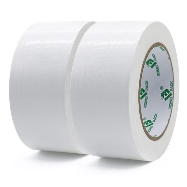 BOMEI PACK Packing Tape Cloth Tape White Heavy Duty Packing Tape Waterproof PE Duct Tape Packing Tape 50mm x 25m2 Roll