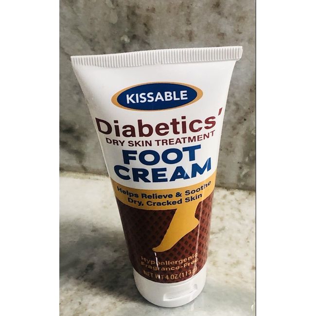 Kissable Diabetic’s Dry Skin Treatment Foot Cream:4floz/113gm-Hypoallergenic