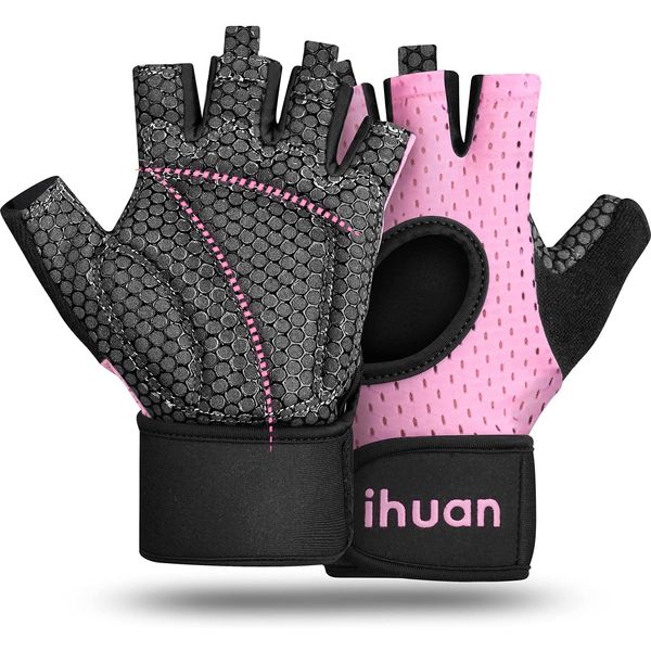 ihuan Atmungsaktive Fitness Handschuhe Herren Damen - Trainingshandschuhe, GymHandschuhe, Sporthandschuhe, Krafttraining, Bodybuilding, Kraftsport & Crossfit Training