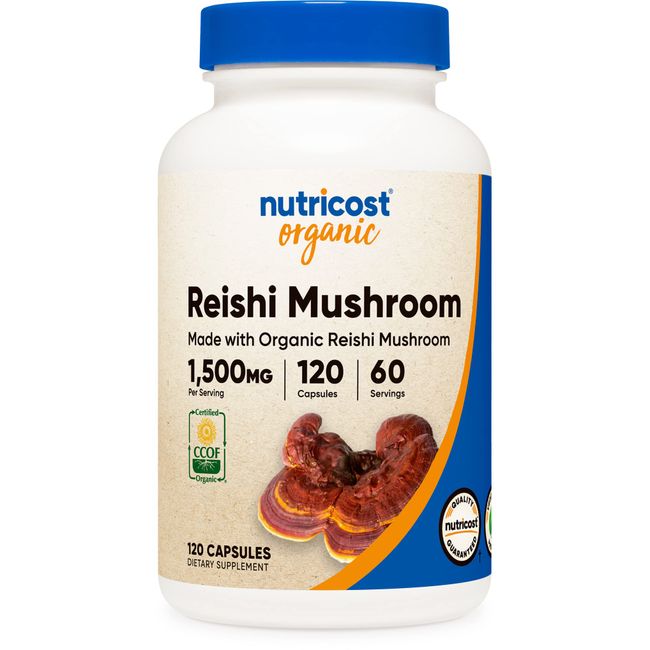 Nutricost Reishi Mushroom Capsules 1500mg, 60 Servings - CCOF Certified Made with Organic Reishi Mushroom, Vegetarian, Gluten Free, 750mg Per Capsule, 120 Capsules