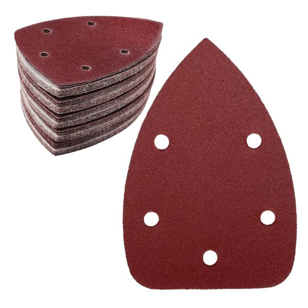 50 Stück Schleifpapier Dreieckschleifer, 120 Körnung 5-Loch Schleifpads Klett Schleifpapier Deltaschleifer Schleifblätter für Dreieckschleifer 140 x 100 mm