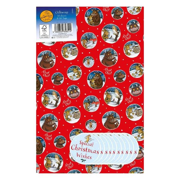 The Gruffalo Christmas Wrapping Paper, 10 Sheets 10 Tags