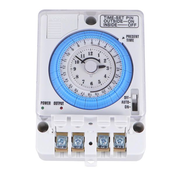 OSALADI Timer Time Control Interval Timer 12 V Mechanical Electric Timer Large Digital Timer Indoor Sand White