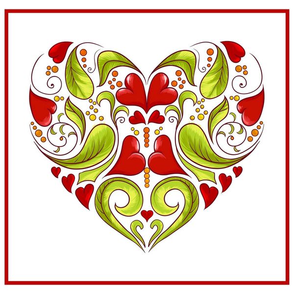 Art Nouveau Heart Design Valentines Counted Cross Stitch Pattern