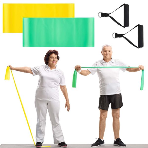 Relaxgiant 2 Pcs Resistance Band for Seniors with 2 Pcs Handles Exercise Band Specifically Created for Elderly Physical Therapy, Stretch, Recovery, Pilates, Strength Training and Yoga Starter Set