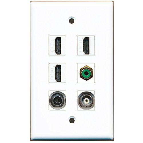 RiteAV - 3 HDMI 1 Port RCA Green 1 Port 3.5mm 1 Port BNC Wall Plate