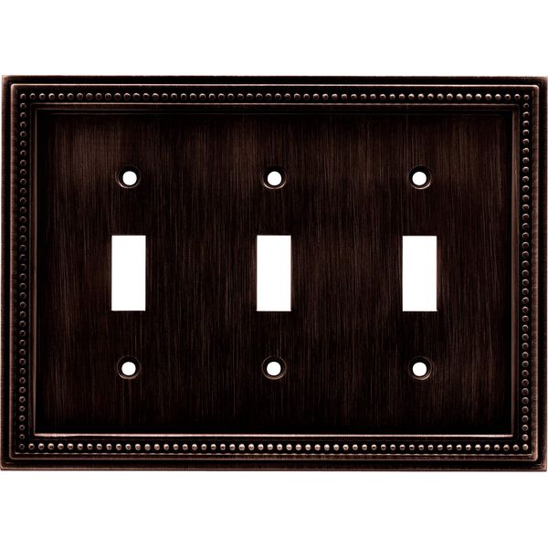 Brainerd 64408 Beaded Triple Toggle Switch Wall Plate / Switch Plate / Cover, Venetian Bronze