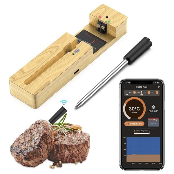 Plus Wireless Meat Thermometer for Grilling 500Ft Bluetooth Meat Thermometer