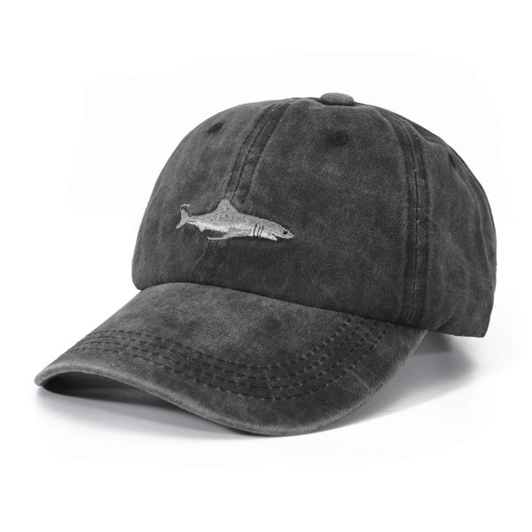 ZLYC Embroidered Cotton Baseball Cap Adjustable Snapback Dad Hat (Shark Grey),One Size