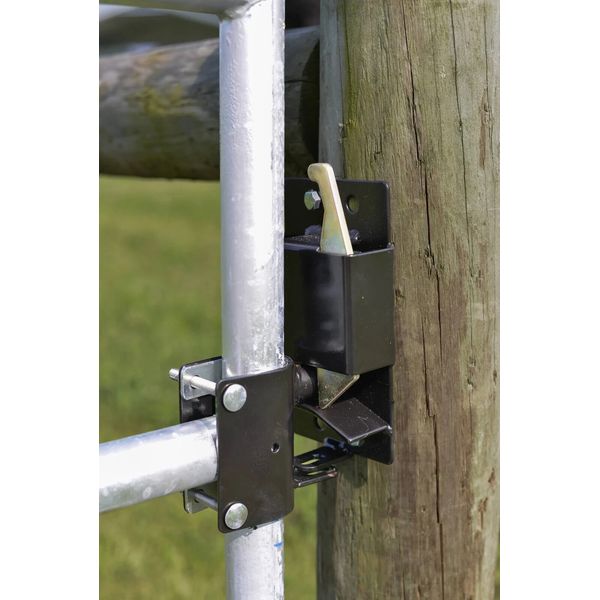 2-Way Lockable Gate Latch Black Heavy Duty for 1-5/8" to 2" Round Tube Gates Far