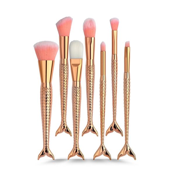 7'li Balık Fırça Seti Gold - Fish Tail Brush Set 7 Pudra Allık Fondöten Dağıtma Fırçası