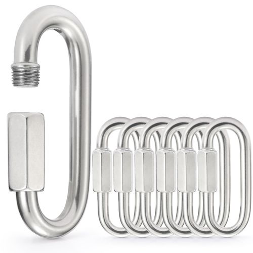 sprookber Stainless Steel Chain Quick Links - 304 Stainless Stee Chain Connector, Screw Carabiner, Chain Hooks, Set of 6 (3.55 Inch)