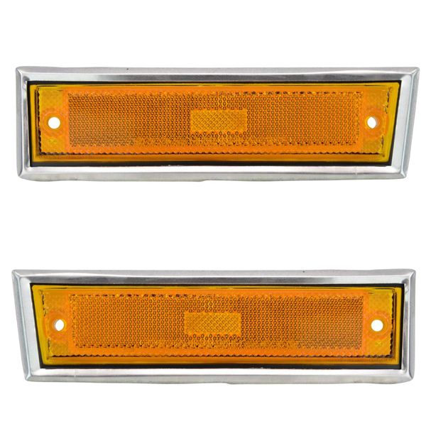 Side Chrome Bezel Marker Light Pair Set Compatible with Chevy Blazer GMC Jimmy C/K R Pickup