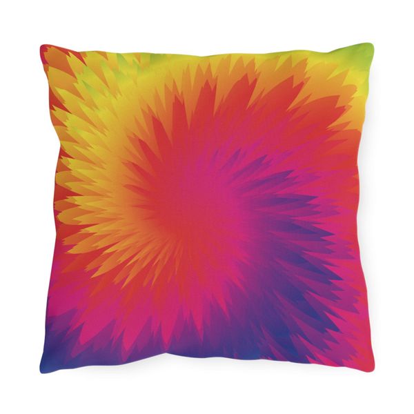 Decorative Indoor/outdoor Throw Pillow, Tye Dye Geometric Swirl - 16" × 16"