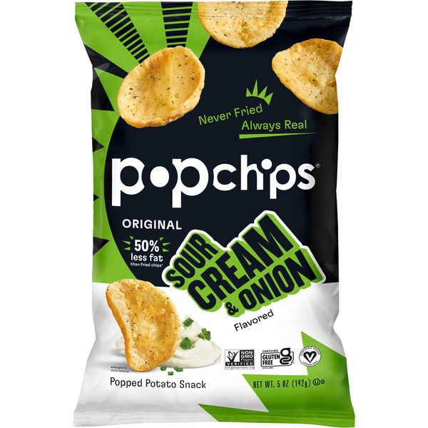 Popchips Potato Chips Sour Cream & Onion Potato Chips 5 oz Bags (Pack of 5)