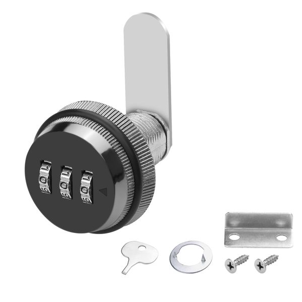MEIRIYFA Combination Cam Lock Password Coded 3-Digit Security Cabinet Drawer Password Lock for Mailbox (25mm Iron Black)