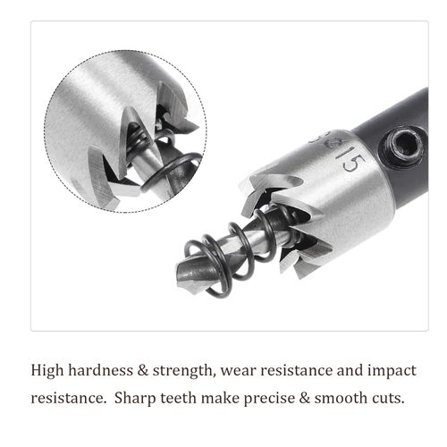 Kozelo 1 Piece Hole Saw 0.6 inch (15 mm) HSS High Speed Steel Drill Bit Hole Cutter for Stainless Steel Aluminum Metal Wood Plastic Triangle Shank