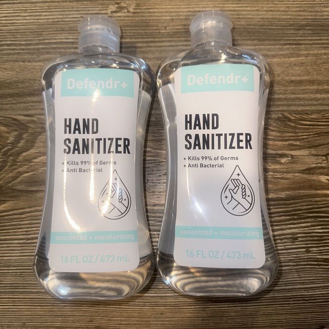 Defendr+ 16 oz. Anti Bacterial, Unscented, Moisturizing Hand Sanitizer 2 Bottles