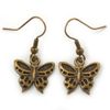 Small Butterfly Drop Earrings/Bronze Tone/ 30mm L