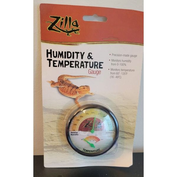 Zilla Reptile Humidity & Temperature Dial Gauge, New In Package Package Wear