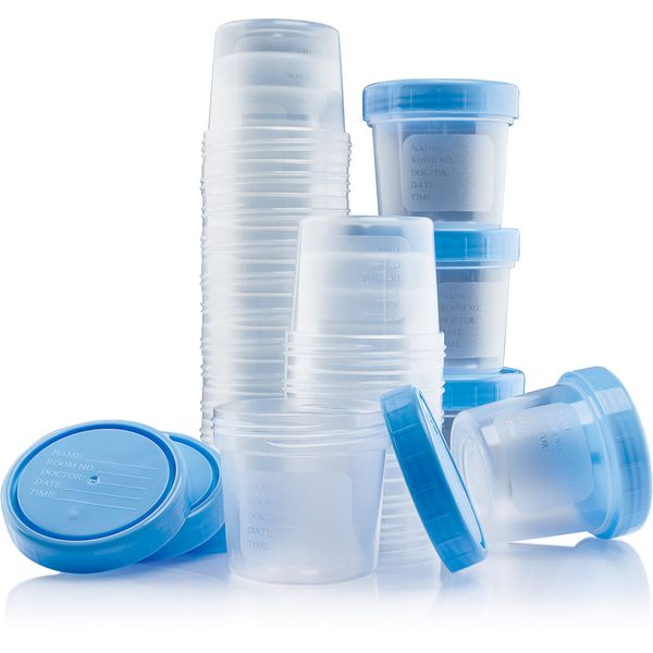 Caremax Supply Specimen Cups with Lids-Leak Proof Lid- High Quality Latex Free Polypropylene Plastic- Non-Sterile- 25 4oz Specimen Jar