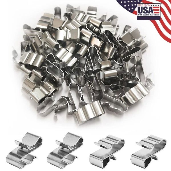 50 Pcs Trailer Frame Wire Clips Stainless Steel Metal Cable Clip 22.5 mm Sola...