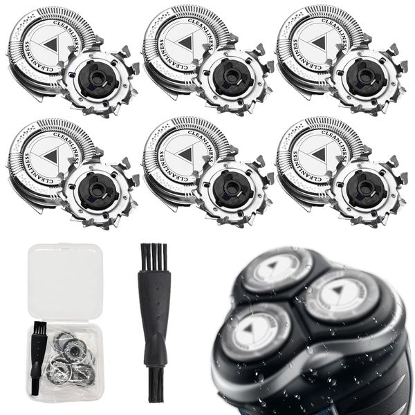 6 Pack SH50/52 Replacement Shaver Heads Compatible with Philips, for Shaver Series 5000 6000 (Except S55xx S6600 & S6800)/Series AT8xx/AT7xx/PT7xx/PT8xx with Cleaning Brush