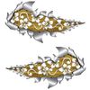 small metal rip open gold hibiscus, sticker.