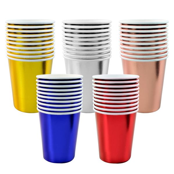 BLLREMIPSUR 50pcs Paper Cups Party Cups Disposable Paper Cups Party Colour Paper Cups Suitable for DIY Creations Picnics Parties Wedding Barbecues