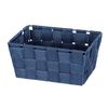 WENKO Adria Mini Dark Blue Storage Basket Rectangular Plastic Wicker Polypropylene 19 x 9 x 14 cm Dark Blue