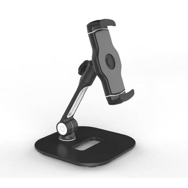 Folding Cell Phone Holder Desktop Tablet Computer Shelf Multi-functional Metal for Bedside Beds (4-11 inch, Black)