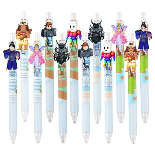 Kauai Sun 12pcs Game Mechanical Pencils 0.5mm, Removable Characters btw Gaming Scenes, Unique DIY Design, School Stationary Game Party Favors Gifts for Boys Girls Kids Teens