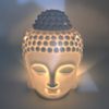 Buddha Head Statue Oil Burner Translucent Ceramic Aromatherapy Diffusers Home Decor (White)