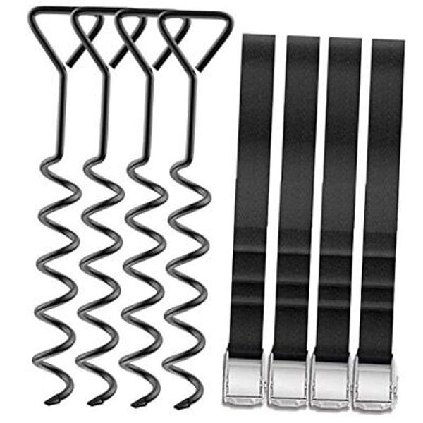 Trampoline Stakes Heavy Duty Anchors High Wind Stakes,15.84" black 4pcs