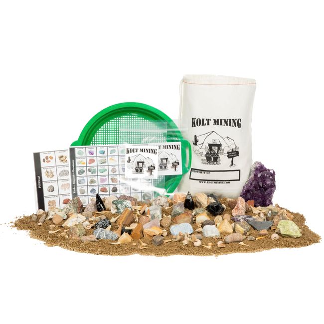 Kolt Mining Activity Dig Kit – Mother Lode Includes Fossils, Arrowheads, Shark Teeth, and Gemstones – Excavate and Learn – Great STEM/STEAM Teaching Tool – Ideal for Geology Enthusiasts Ages 6+