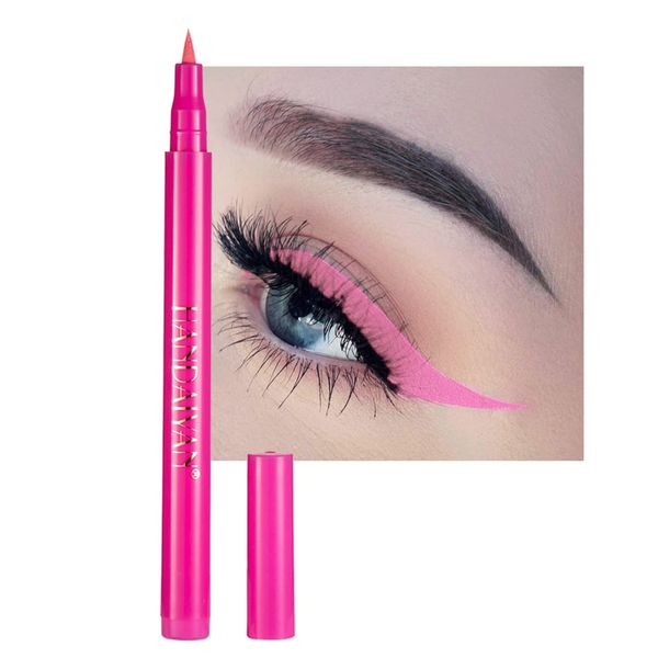 Coloured Eyeliner, Pink Eyeliner, Waterproof Liquid Eyeliner All Day Long-Lasting Eye Liners, Highly-Pigmented Colourful Eyeliner for Eye Makeup Tools, Black, White, Red, Blue(Only Pink)