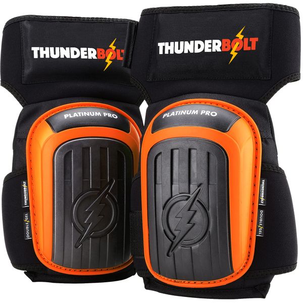 Thunderbolt Knee Pads Construction Knee Pads for Work Knee Pads for Men and Women for Cleaning Floors Roofing Gardening Flooring Heavy Duty Double Gel Thick Foam Strong Adjustable Non-Slip Straps