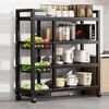 445 LBS Storage Shelves Adjustable 4-Tier Kitchen Shelves with 3 Wire Baskets