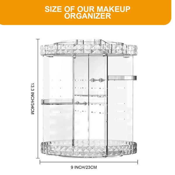 Make Up Organizer 360 Grad drehbar Kosmetik Organizers, 7 Verstellbare Ebenen Große Kapazität Makeup Organizers transparent und Aufbewahrung