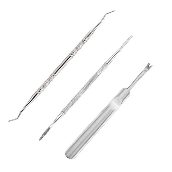 Nail Scraper, Nail Filing, Sweetskin Cutter, Set of 3, Stainless Steel, Nail Lifter, Cuticle Cutter, Sweetskin Treatment, Foot Claws & Claws Care, Case Included