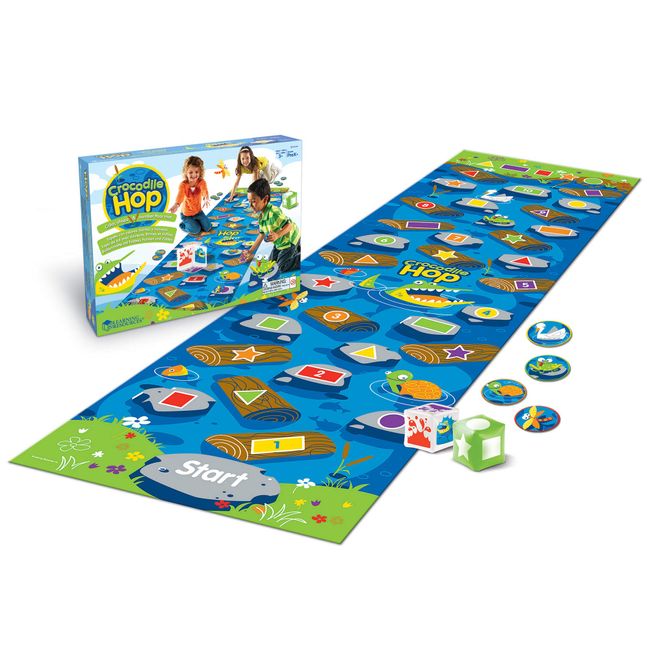 Learning Resources Crocodile Hop Floor Game - Ages 3+ Indoor Games for Toddlers, Gross Motor Skills Toys for Kids, Preschool Learning Activities