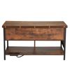 Lift Top Coffee Table 39.4" Rectangle Coffee Table with Light & USB Brown