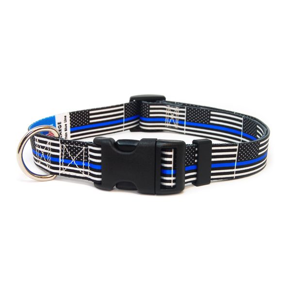 Thin Blue Line Dog Collar for Large Dogs Benefits Police Unity Tour