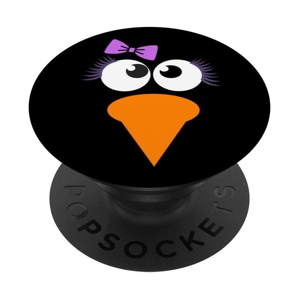 Penguin In A Pink Bow Fake Lashes PopSockets Swappable PopGrip
